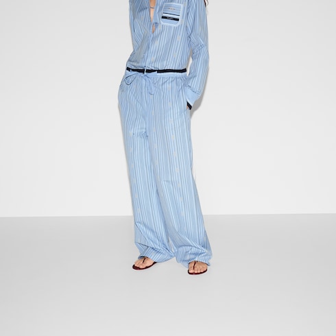 Printed cotton poplin trousers