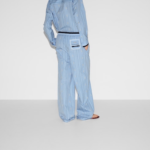 Printed cotton poplin trousers