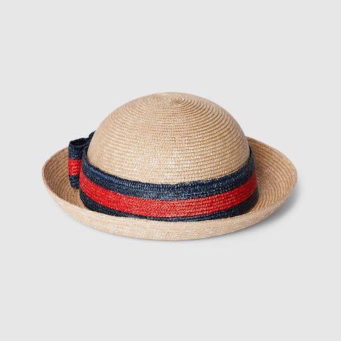 Cappello bambino in paglia con nastro Web