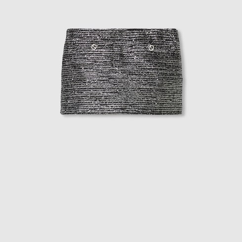 Striped tweed lamé skirt in Black Ready-to-wear | GUCCI® SI