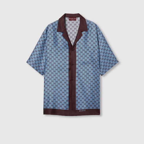Camicia dalla vestibilità regolare in twill di seta stampato
