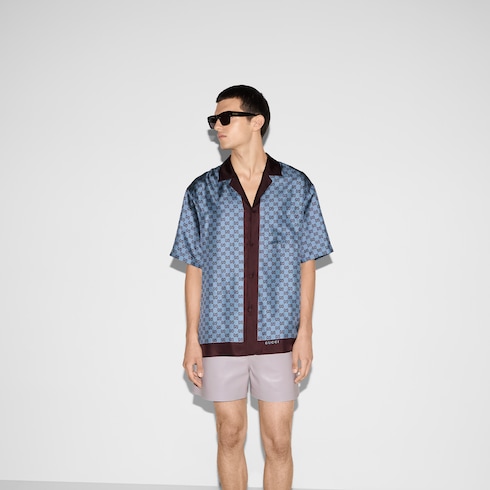 Camicia dalla vestibilità regolare in twill di seta stampato