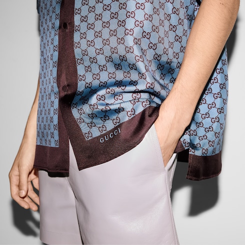 Camicia dalla vestibilità regolare in twill di seta stampato