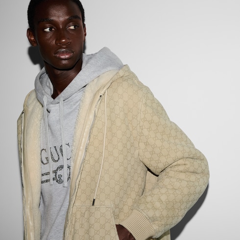 Blouson Aviateur GG à capuche en Shearling