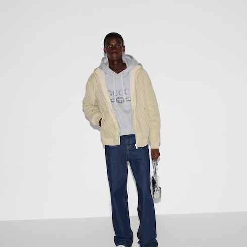 Bomber in shearling GG con cappuccio