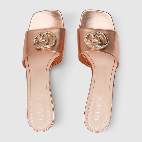 Women's platform pump with crystal Double G