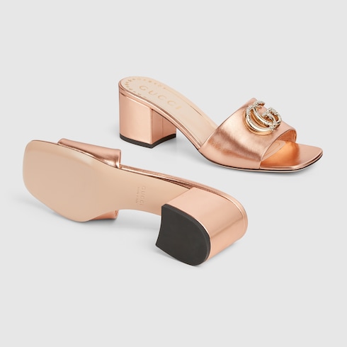 Women's platform pump with crystal Double G