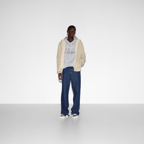 Blouson Aviateur GG à capuche en Shearling