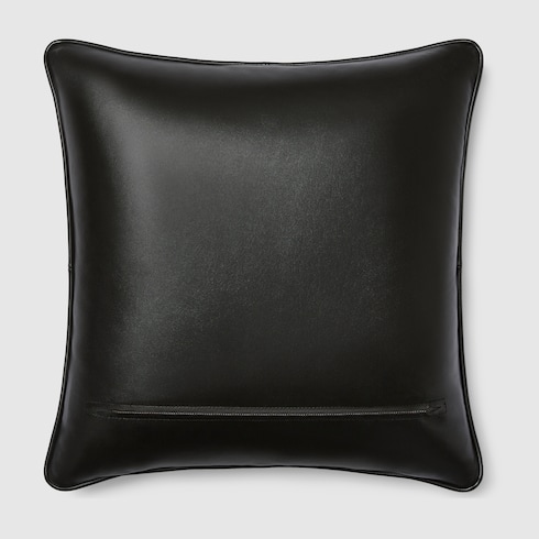 Horsebit velvet jacquard cushion in black | GUCCI® US