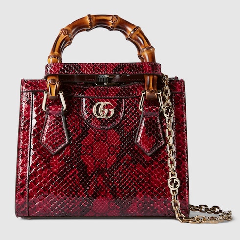 Borsa shopping Gucci Diana in pitone misura piccola