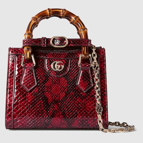 Borsa shopping Gucci Diana in pitone misura piccola
