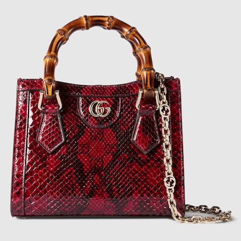 Borsa shopping Gucci Diana in pitone misura piccola