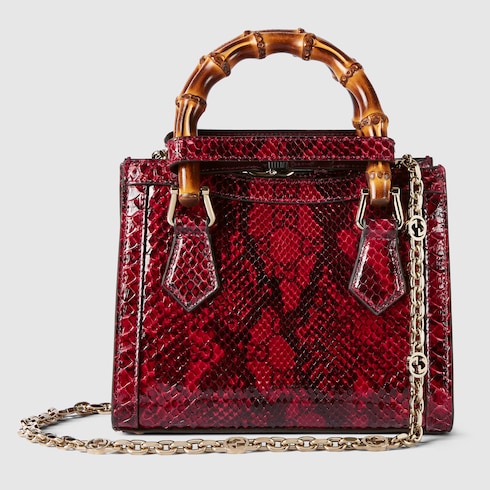 Borsa shopping Gucci Diana in pitone misura piccola