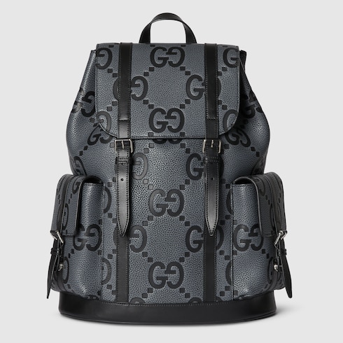 Large jumbo GG backpack in grey and black GG leather GUCCI US