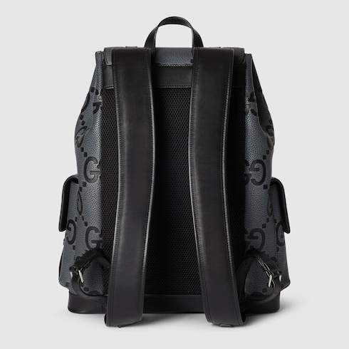 超级双G大号背包in灰色和黑色GG皮革| GUCCI® DE