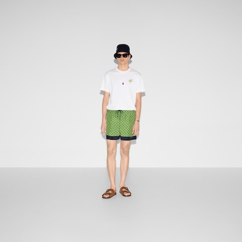 Short de baño de popelina técnica estampado