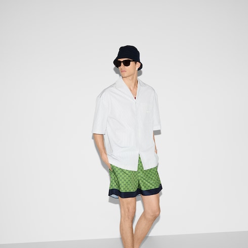 Printed poplin tech swim shorts