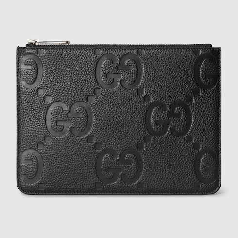 Pouch mit Jumbo GG in schwarzes Leder GUCCI DE