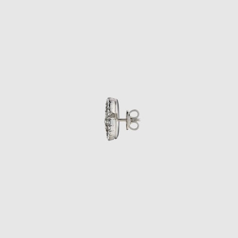 GG Marmont crystal stud earrings in palladium-toned metal