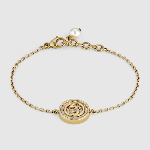 Gucci Blondie bracelet with crystals in light gold-toned