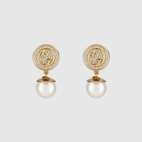Gucci Blondie crystal pearl earrings