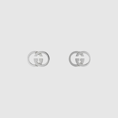 GUCCI ロゴデザイン シルバー スタッドピアス わん専用