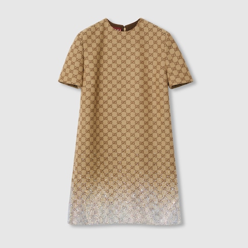 Embroidered GG canvas mini dress in Beige Ready-to-wear