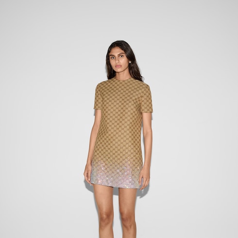 2024年ファッション福袋 Embroidered GG canvas mini dress in Beige Ready-to-wear トップス