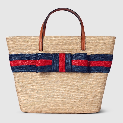 Children's straw tote bag with Web