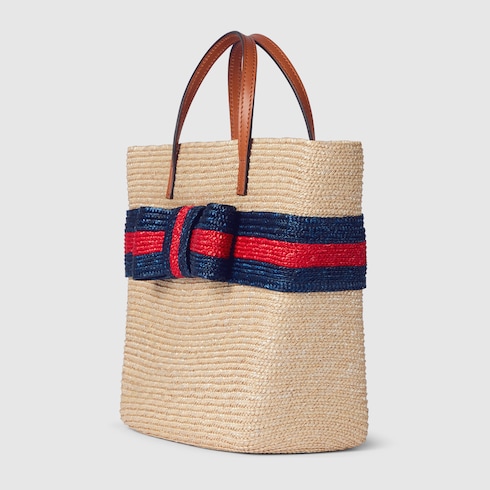 Children's straw tote bag with Web