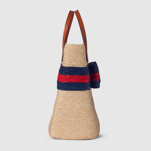 Children's straw tote bag with Web