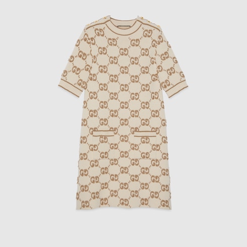 Kleid aus Wollbouclé mit GG Jacquard