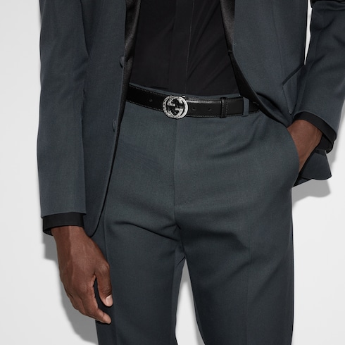 Belt with Interlocking G engraved buckle