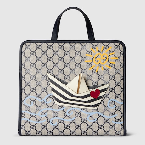 Borsa shopping bambino in tessuto GG stampato