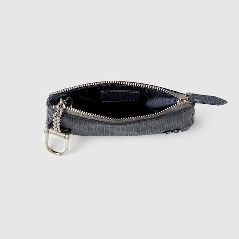 Bi-color zip key case in Black GG Canvas | GUCCI® SI
