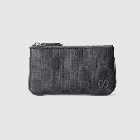 Bi-color zip key case in Black GG Canvas | GUCCI® SI