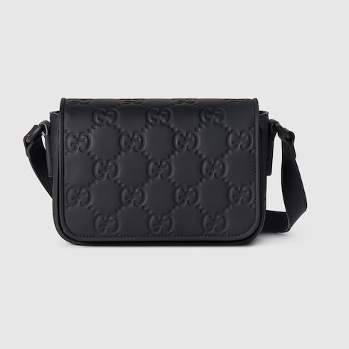 Rubber-effect mini messenger bag