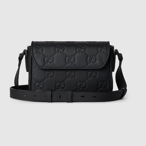 Rubber-effect mini messenger bag