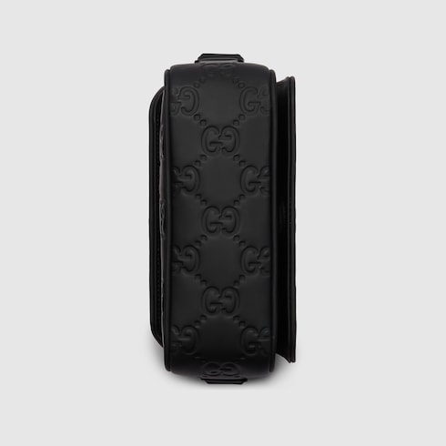 Rubber-effect mini messenger bag