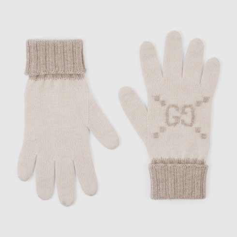 Guanti in jacquard di cashmere GG
