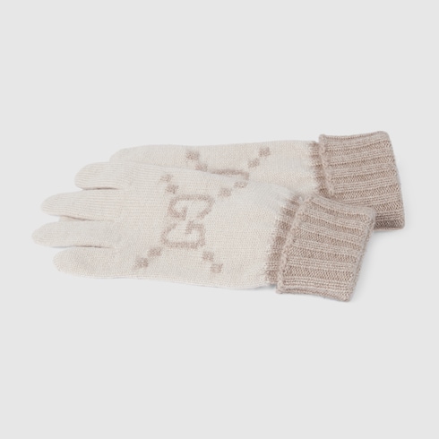 Guanti in jacquard di cashmere GG