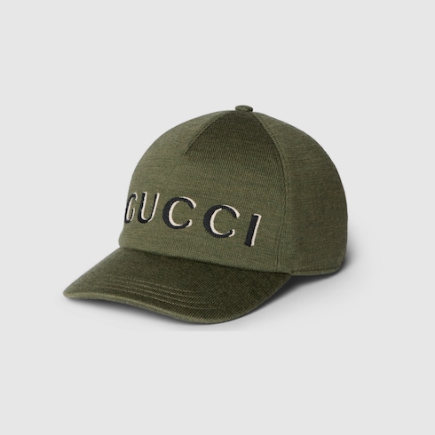 Embroidered wool baseball hat in dark green GUCCI Canada