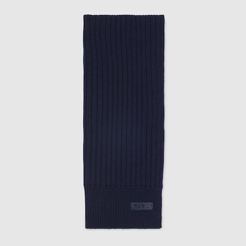Knit wool scarf with logo