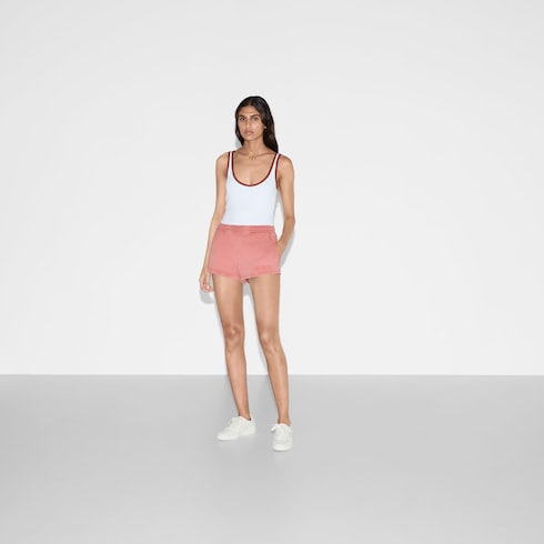 Embroidered cotton jersey shorts