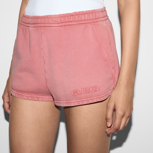 Embroidered cotton jersey shorts