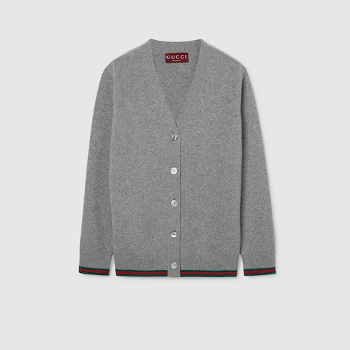 Cardigan en laine et cachemire avec bande Web