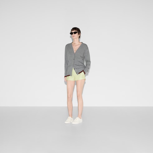 Cardigan en laine et cachemire avec bande Web