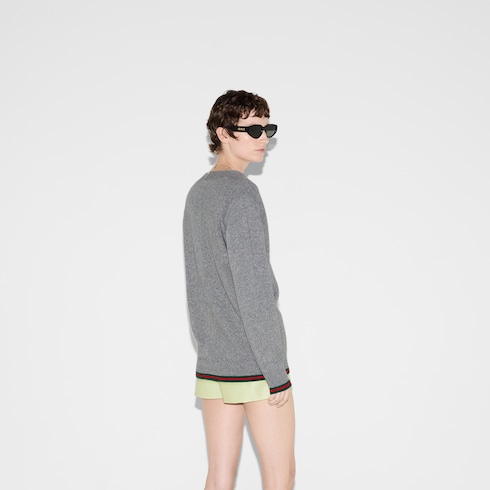 Cardigan en laine et cachemire avec bande Web