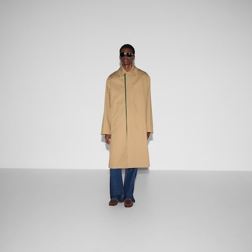 Cappotto in cotone con logo in rilievo e Web