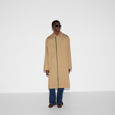 Cappotto in cotone con logo in rilievo e Web